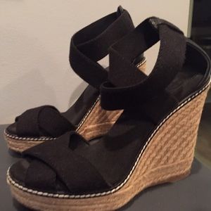 1DAY* Tory Burch Black Espadrille Wedge